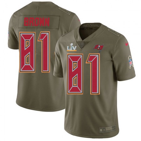 Nike Buccaneers #81 Antonio Brown Olive Men's Super Bowl LV Bound Stitched NFL Limited 2017 Salute To Service Jersey