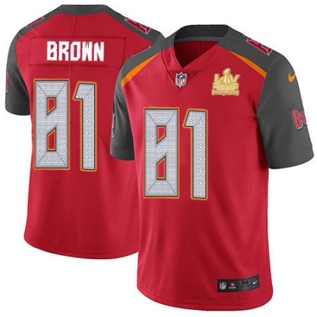 Nike Buccaneers #81 Antonio Brown Red Team Color Men's Super Bowl LV Champions Patch NFL Vapor Untouchable Limited Jersey