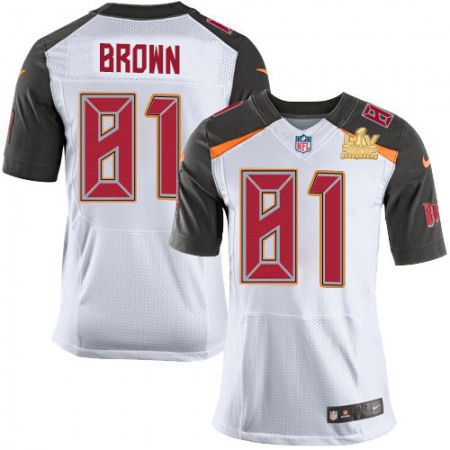 Nike Buccaneers #81 Antonio Brown White Men's Super Bowl LV Champions Patch Stitched NFL New Elite Jersey