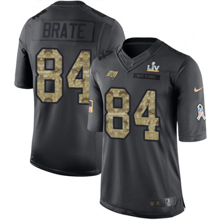 Nike Buccaneers #84 Cameron Brate Black Men's Super Bowl LV Bound Stitched NFL Limited 2016 Salute to Service Jersey