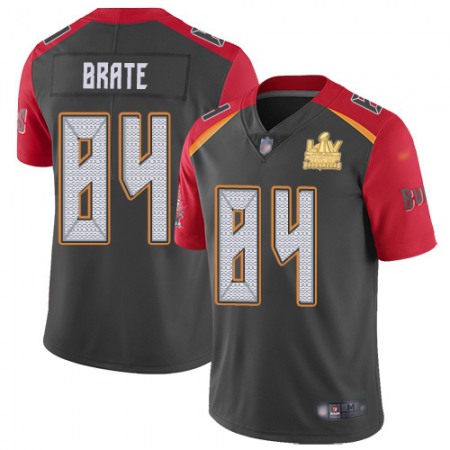 Nike Buccaneers #84 Cameron Brate Gray Men's Super Bowl LV Champions Patch Stitched NFL Limited Inverted Legend Jersey