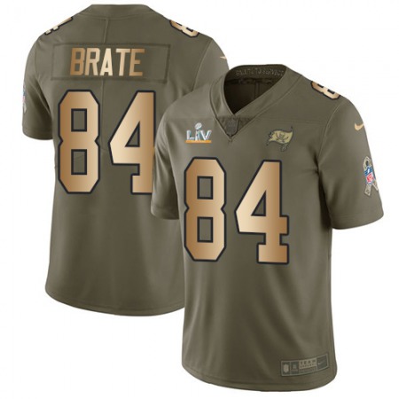 Nike Buccaneers #84 Cameron Brate Olive/Gold Men's Super Bowl LV Bound Stitched NFL Limited 2017 Salute To Service Jersey