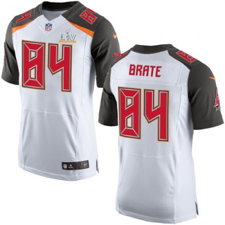 Nike Buccaneers #84 Cameron Brate White Men's Super Bowl LV Bound Stitched NFL New Elite Jersey