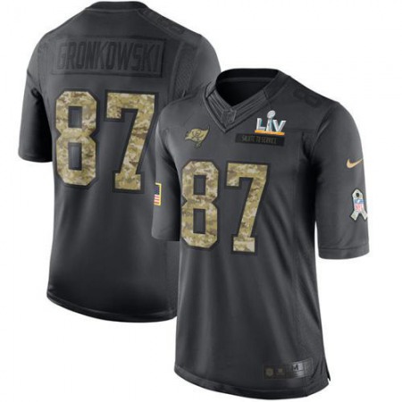 Nike Buccaneers #87 Rob Gronkowski Black Men's Super Bowl LV Bound Stitched NFL Limited 2016 Salute to Service Jersey