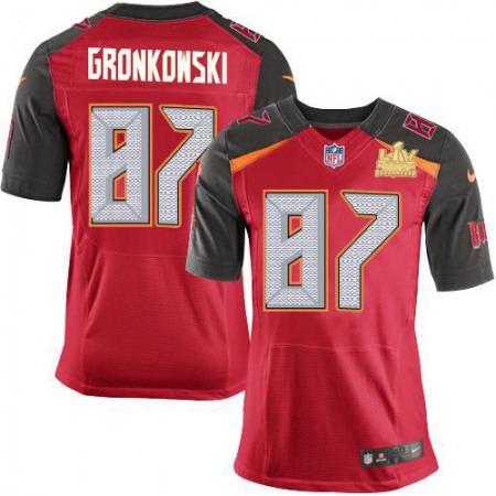 Nike Buccaneers #87 Rob Gronkowski Red Team Color Men's Super Bowl LV Champions Patch Stitched NFL Vapor Untouchable Elite Jersey