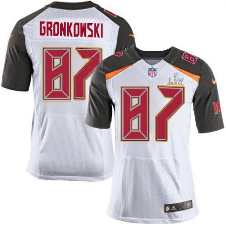 Nike Buccaneers #87 Rob Gronkowski White Men's Super Bowl LV Bound Stitched NFL New Elite Jersey