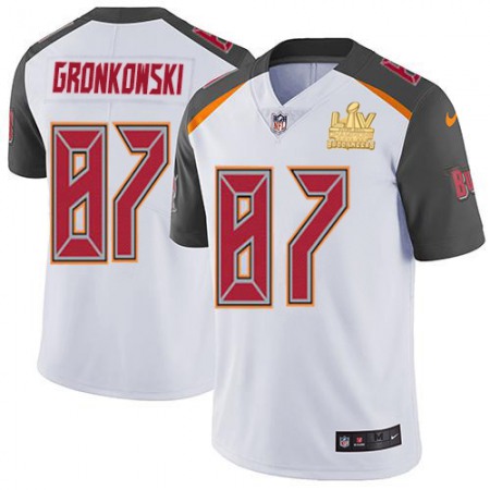 Nike Buccaneers #87 Rob Gronkowski White Men's Super Bowl LV Champions Patch Stitched NFL Vapor Untouchable Limited Jersey