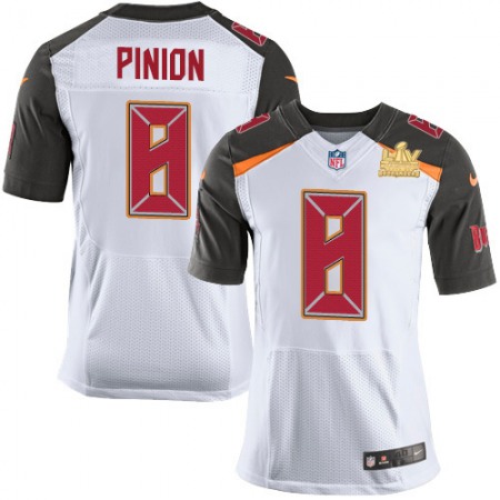 Nike Buccaneers #8 Bradley Pinion White Men's Super Bowl LV Champions Patch Stitched NFL New Elite Jersey