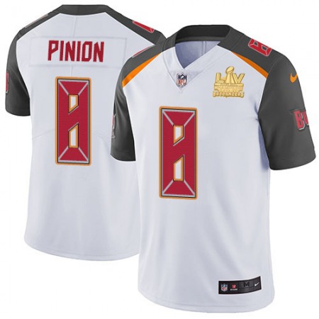 Nike Buccaneers #8 Bradley Pinion White Men's Super Bowl LV Champions Patch Stitched NFL Vapor Untouchable Limited Jersey