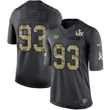 Nike Buccaneers #93 Ndamukong Suh Black Men's Super Bowl LV Bound Stitched NFL Limited 2016 Salute to Service Jersey