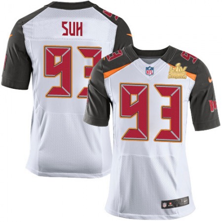 Nike Buccaneers #93 Ndamukong Suh White Men's Super Bowl LV Champions Patch Stitched NFL New Elite Jersey