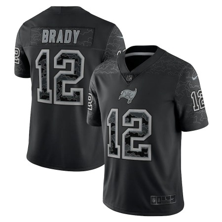 Tampa Bay Buccaneers #12 Tom Brady Black Men's Nike NFL Black Reflective Limited Jersey