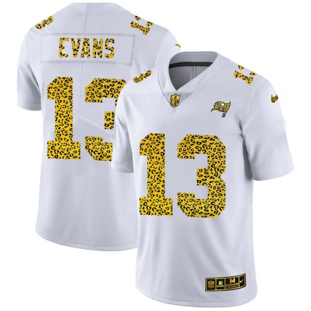 Tampa Bay Buccaneers #13 Mike Evans Men's Nike Flocked Leopard Print Vapor Limited NFL Jersey White