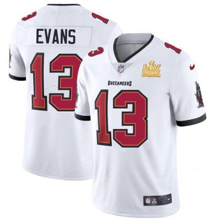 Tampa Bay Buccaneers #13 Mike Evans Men's Super Bowl LV Champions Patch Nike White Vapor Limited Jersey