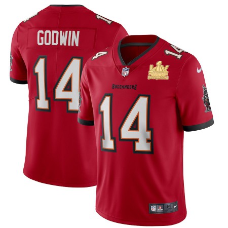 Tampa Bay Buccaneers #14 Chris Godwin Men's Super Bowl LV Champions Patch Nike Red Vapor Limited Jersey