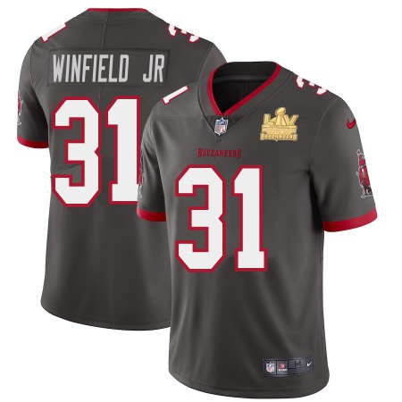 Tampa Bay Buccaneers #31 Antoine Winfield Jr. Men's Super Bowl LV Champions Patch Nike Pewter Alternate Vapor Limited Jersey