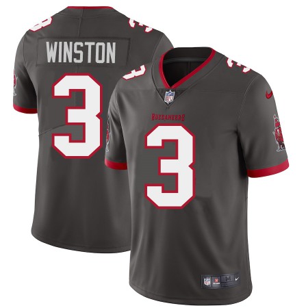 Tampa Bay Buccaneers #3 Jameis Winston Men's Nike Pewter Alternate Vapor Limited Jersey