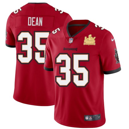 Tampa Bay Buccaneers #35 Jamel Dean Men's Super Bowl LV Champions Patch Nike Red Vapor Limited Jersey