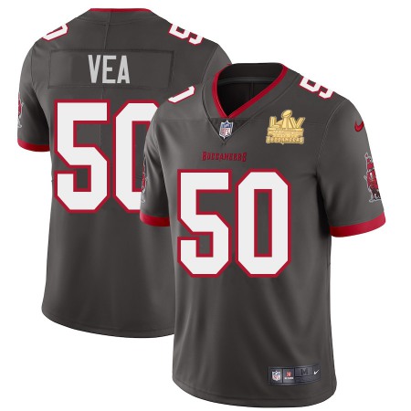 Tampa Bay Buccaneers #50 Vita Vea Men's Super Bowl LV Champions Patch Nike Pewter Alternate Vapor Limited Jersey