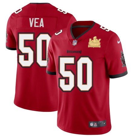 Tampa Bay Buccaneers #50 Vita Vea Men's Super Bowl LV Champions Patch Nike Red Vapor Limited Jersey