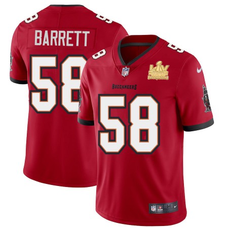 Tampa Bay Buccaneers #58 Shaquil Barrett Men's Super Bowl LV Champions Patch Nike Red Vapor Limited Jersey