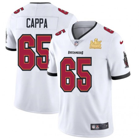 Tampa Bay Buccaneers #65 Alex Cappa Men's Super Bowl LV Champions Patch Nike White Vapor Limited Jersey