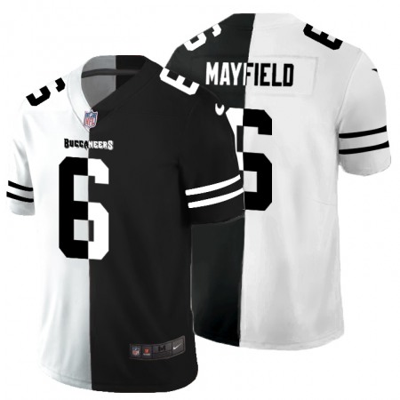 Tampa Bay Buccaneers #6 Baker Mayfield Men's Black V White Peace Split Nike Vapor Untouchable Limited NFL Jersey