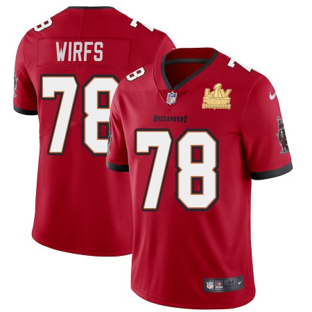 Tampa Bay Buccaneers #78 Tristan Wirfs Men's Super Bowl LV Champions Patch Nike Red Vapor Limited Jersey