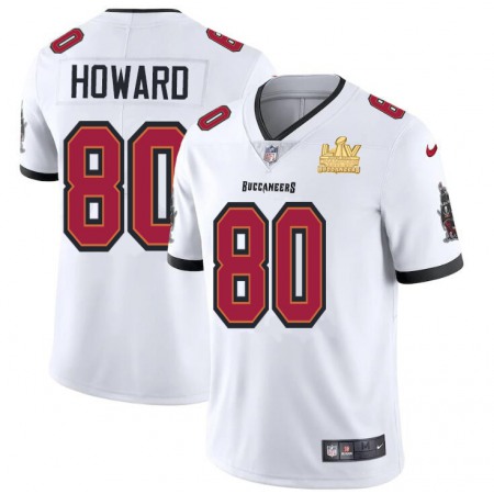 Tampa Bay Buccaneers #80 O. J. Howard Men's Super Bowl LV Champions Patch Nike White Vapor Limited Jersey