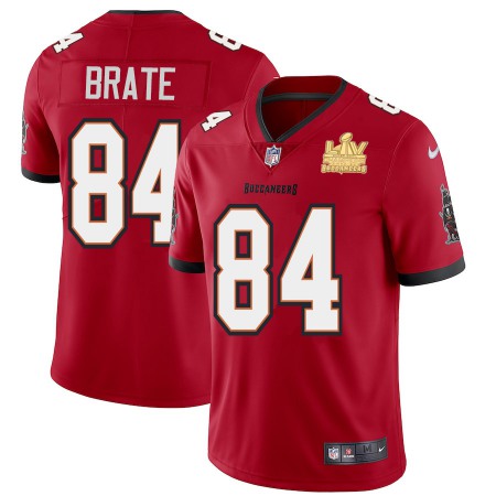 Tampa Bay Buccaneers #84 Cameron Brate Men's Super Bowl LV Champions Patch Nike Red Vapor Limited Jersey