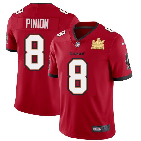 Tampa Bay Buccaneers #8 Bradley Pinion Men's Super Bowl LV Champions Patch Nike Red Vapor Limited Jersey