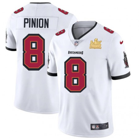 Tampa Bay Buccaneers #8 Bradley Pinion Men's Super Bowl LV Champions Patch Nike White Vapor Limited Jersey