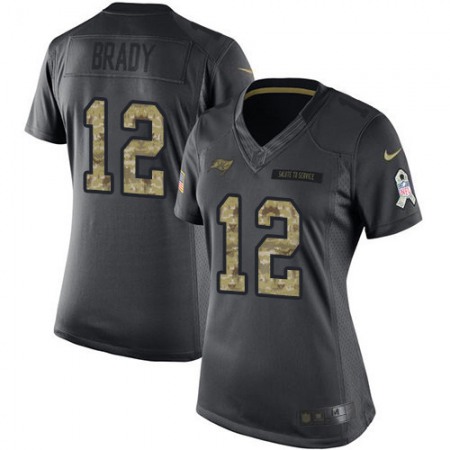 Nike Buccaneers #12 Tom Brady Black Women's Stitched NFL Limited 2016 Salute to Service Jersey