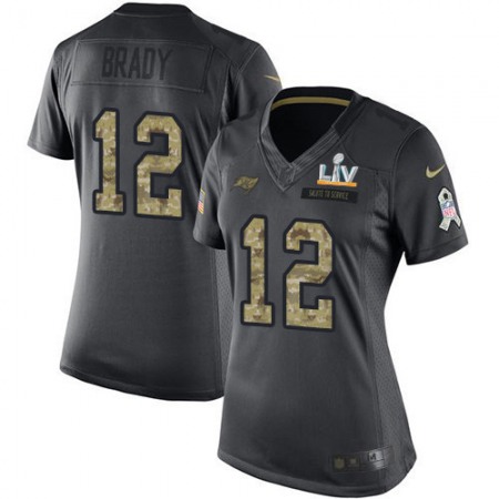Nike Buccaneers #12 Tom Brady Black Women's Super Bowl LV Bound Stitched NFL Limited 2016 Salute to Service Jersey