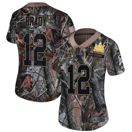 Nike Buccaneers #12 Tom Brady Camo Women's Super Bowl LV Champions Patch Stitched NFL Limited Rush Realtree Jersey
