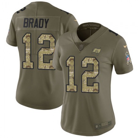 Nike Buccaneers #12 Tom Brady Olive/Camo Women's Stitched NFL Limited 2017 Salute To Service Jersey