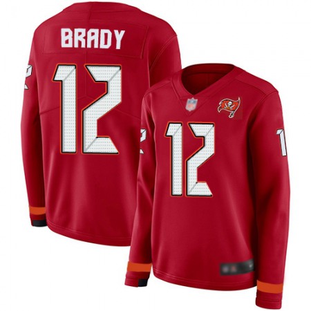 Nike Buccaneers #12 Tom Brady Red Team Color Women's Stitched NFL Limited Therma Long Sleeve Jersey