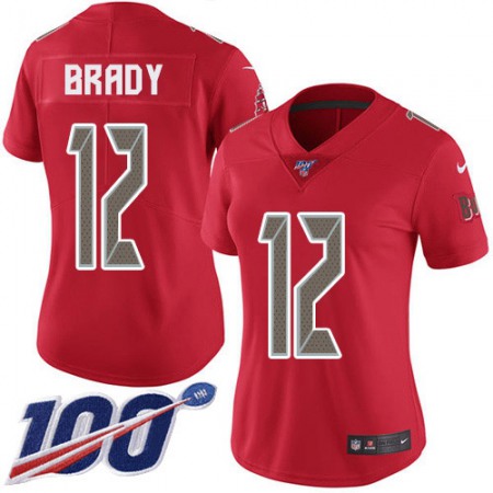 Nike Buccaneers #12 Tom Brady Red Women's Stitched NFL Limited Rush 100th Season Jersey