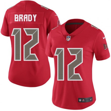 Nike Buccaneers #12 Tom Brady Red Women's Stitched NFL Limited Rush Jersey