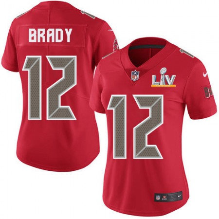 Nike Buccaneers #12 Tom Brady Red Women's Super Bowl LV Bound Stitched NFL Limited Rush Jersey