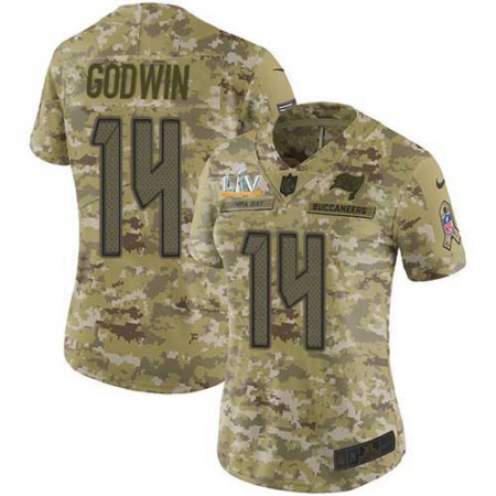 Nike Buccaneers #14 Chris Godwin Camo Women's Super Bowl LV Bound Stitched NFL Limited 2018 Salute To Service Jersey