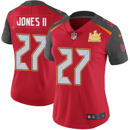 Nike Buccaneers #27 Ronald Jones II Red Team Color Women's Super Bowl LV Champions Patch Stitched NFL Vapor Untouchable Limited Jersey