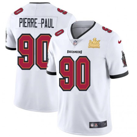 Tampa Bay Buccaneers #90 Jason Pierre-Paul Men's Super Bowl LV Champions Patch Nike White Vapor Limited Jersey