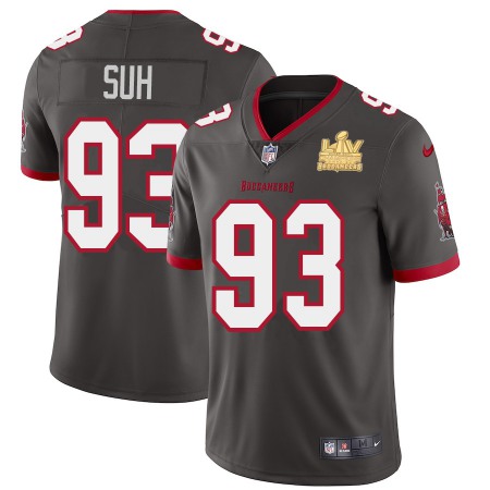 Tampa Bay Buccaneers #93 Ndamukong Suh Men's Super Bowl LV Champions Patch Nike Pewter Alternate Vapor Limited Jersey