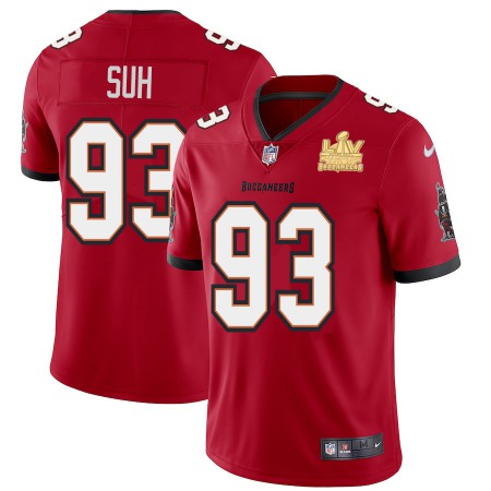 Tampa Bay Buccaneers #93 Ndamukong Suh Men's Super Bowl LV Champions Patch Nike Red Vapor Limited Jersey