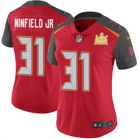 Nike Buccaneers #31 Antoine Winfield Jr. Red Team Color Women's Super Bowl LV Champions Patch Stitched NFL Vapor Untouchable Limited Jersey