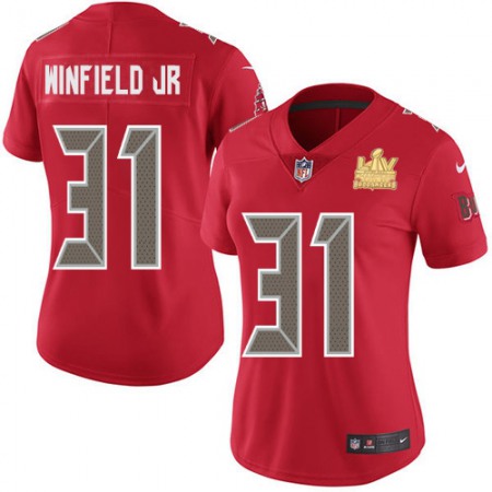 Nike Buccaneers #31 Antoine Winfield Jr. Red Women's Super Bowl LV Champions Patch Stitched NFL Limited Rush Jersey