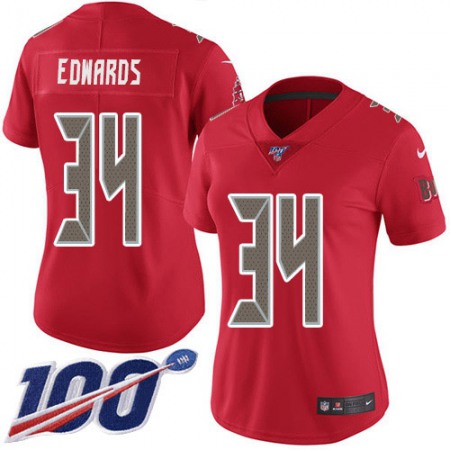 Nike Buccaneers #34 Mike Edwards Red Women's Stitched NFL Limited Rush 100th Season Jersey