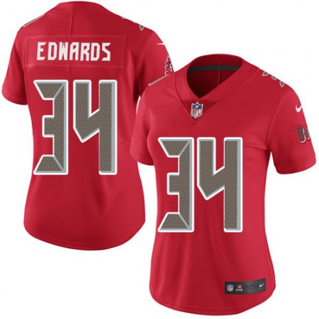 Nike Buccaneers #34 Mike Edwards Red Women's Stitched NFL Limited Rush Jersey