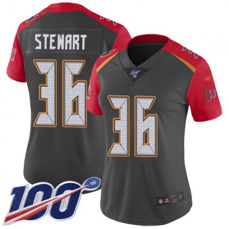 Nike Buccaneers #36 M.J. Stewart Gray Women's Stitched NFL Limited Inverted Legend 100th Season Jersey
